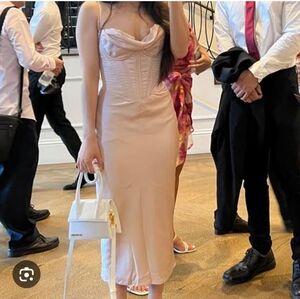 Myrna crystal satin midi satin corset dress